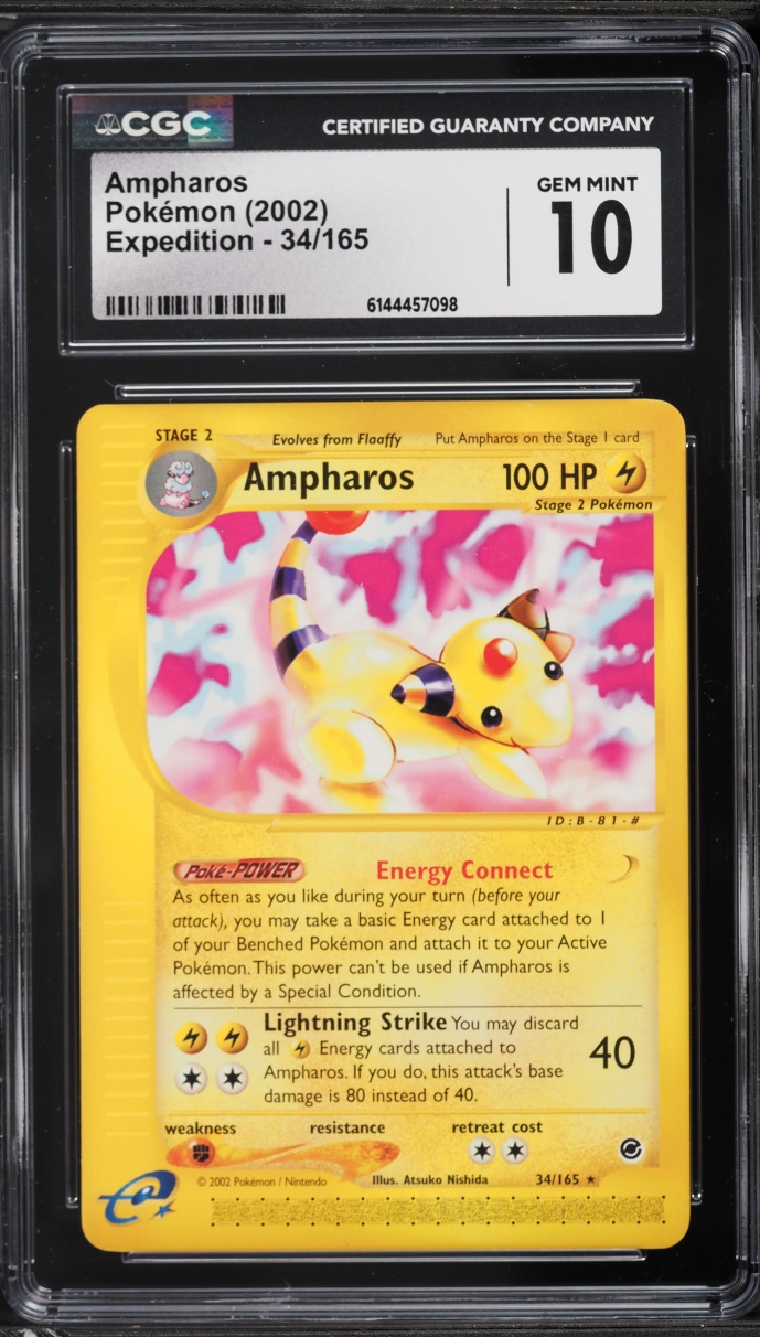 2002 Pokemon Expedition Ampharos #34 CGC 10 GEM MINT