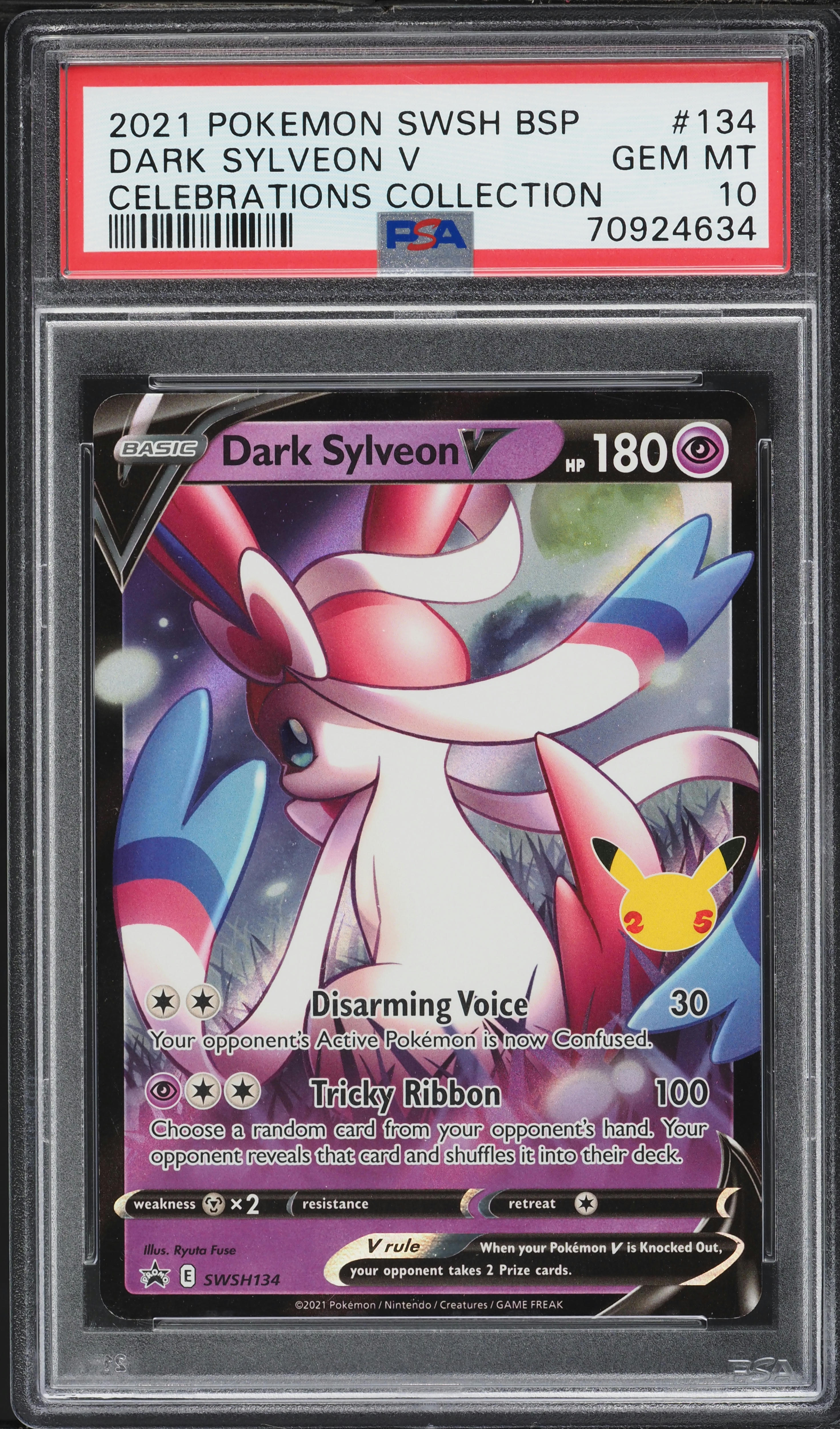 2021 Pokemon Sword & Shield Promo Celebrations Holo Dark Sylveon V #SWSH134 PSA 10 GEM MINT