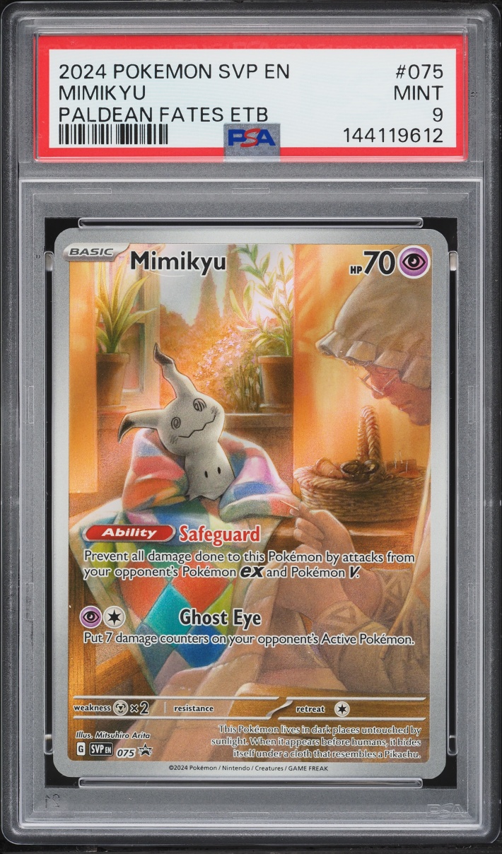 2024 Pokemon Scarlet & Violet Promo Paldean Fates ETB Full Art Mimikyu #75 PSA 9 MINT