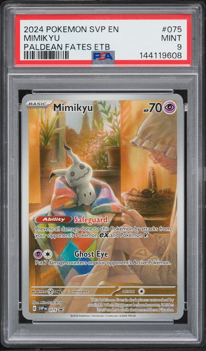2024 Pokemon Scarlet & Violet Promo Paldean Fates ETB Full Art Mimikyu #75 PSA 9 MINT