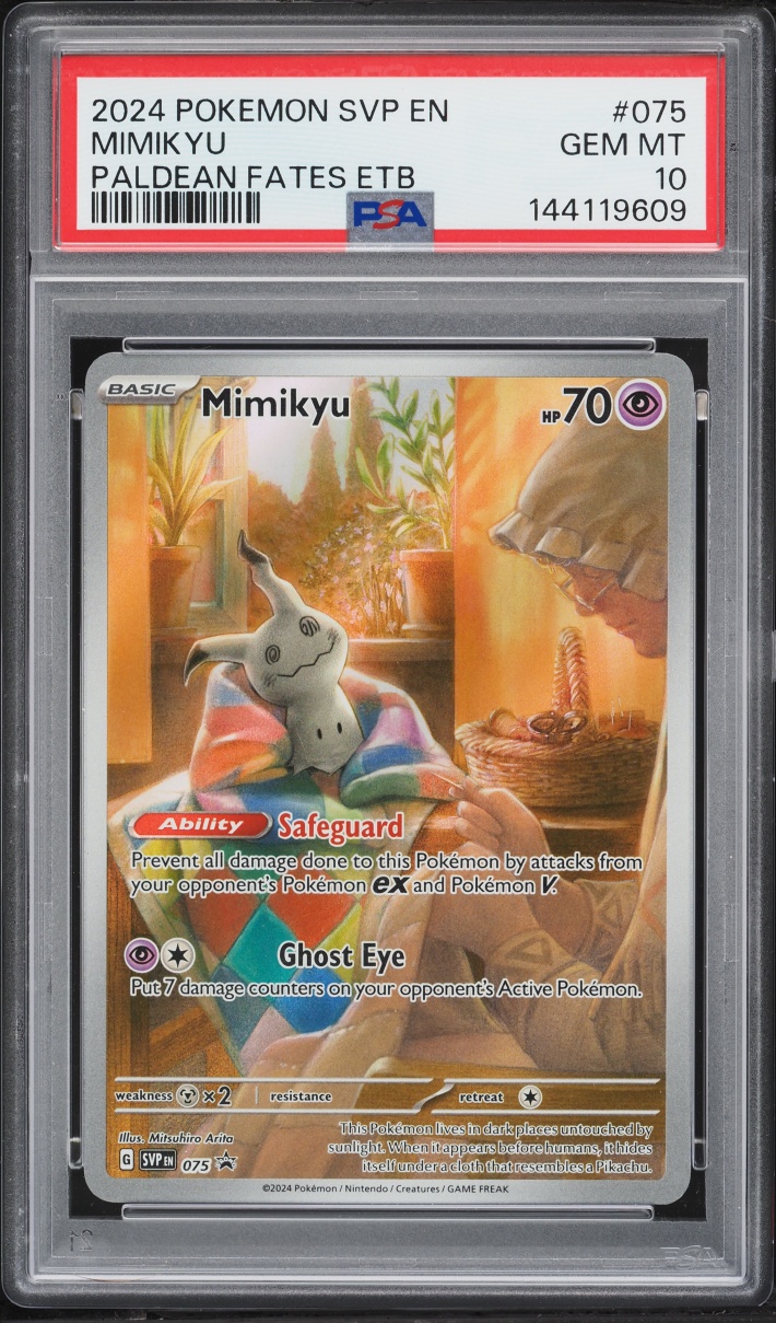 2024 Pokemon Scarlet & Violet Promo Paldean Fates ETB Full Art Mimikyu #75 PSA 10 GEM MINT