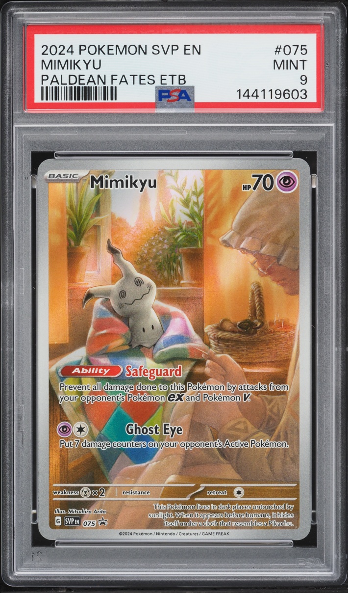 2024 Pokemon Scarlet & Violet Promo Paldean Fates ETB Full Art Mimikyu #75 PSA 9 MINT