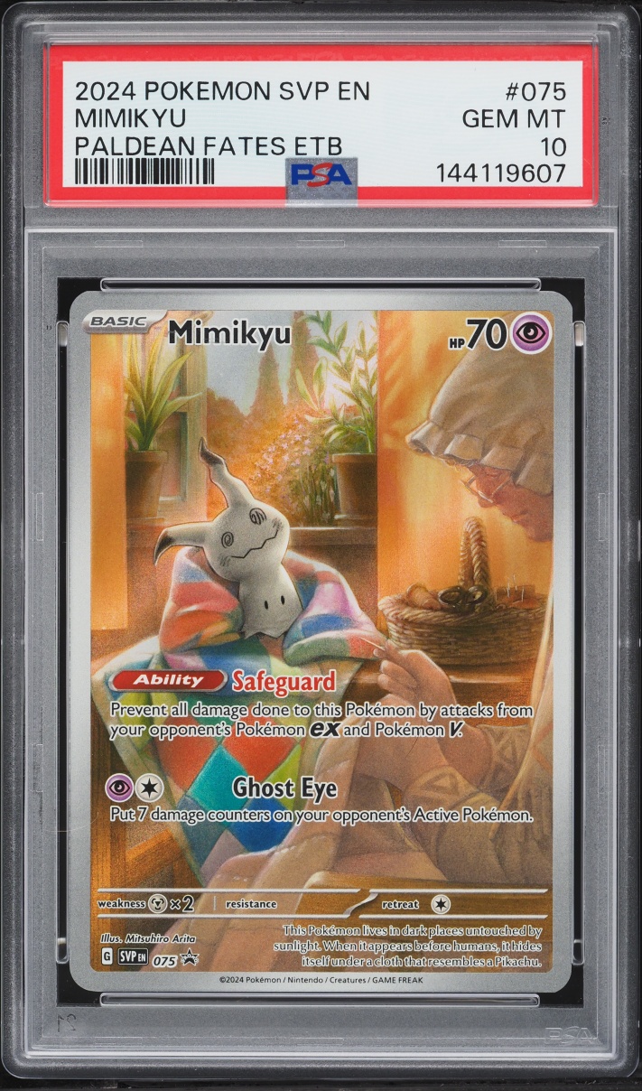 2024 Pokemon Scarlet & Violet Promo Paldean Fates ETB Full Art Mimikyu #75 PSA 10 GEM MINT