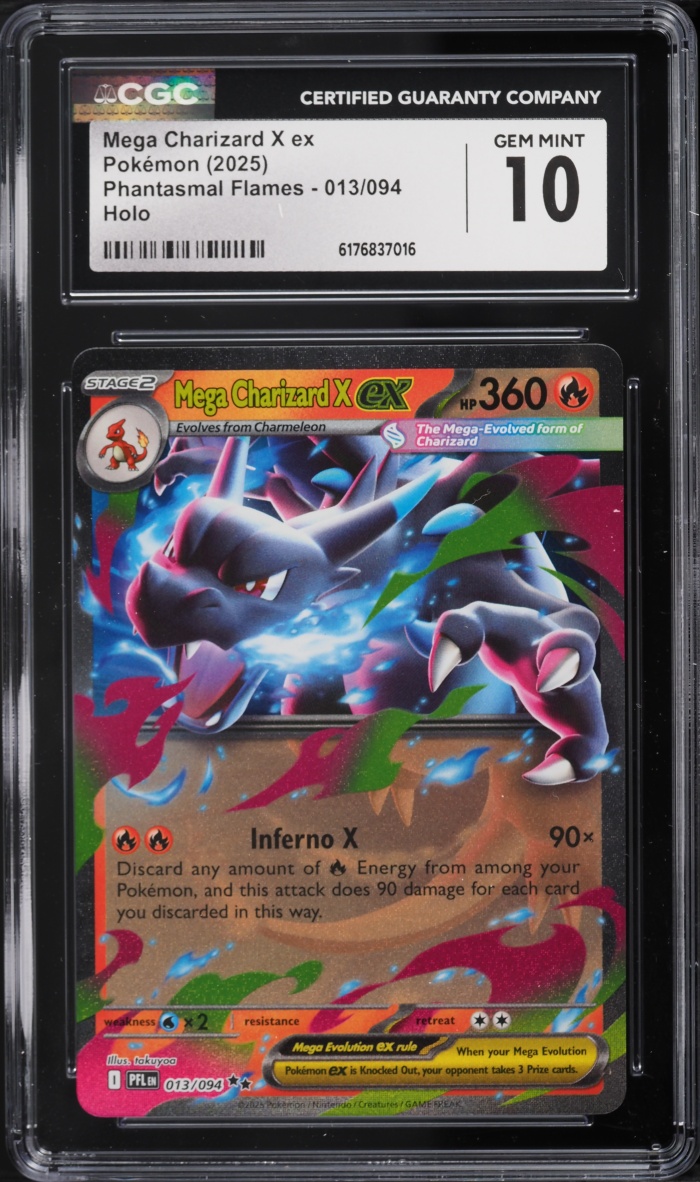 2025 Pokemon Mega Evolution Phantasmal Flames Holo Mega Charizard X Ex #13 CGC 10 GEM MINT