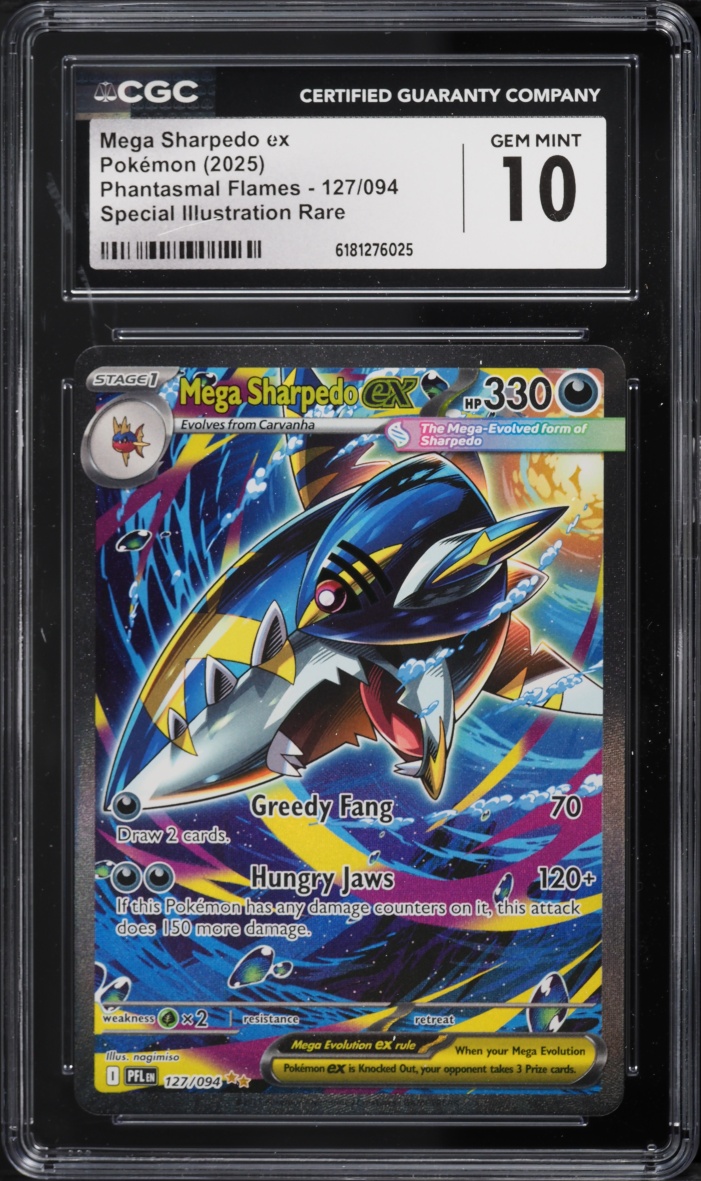 2025 Pokemon Mega Evolution Phantasmal Flames SIR Mega Sharpedo Ex #127 CGC 10 GEM MINT