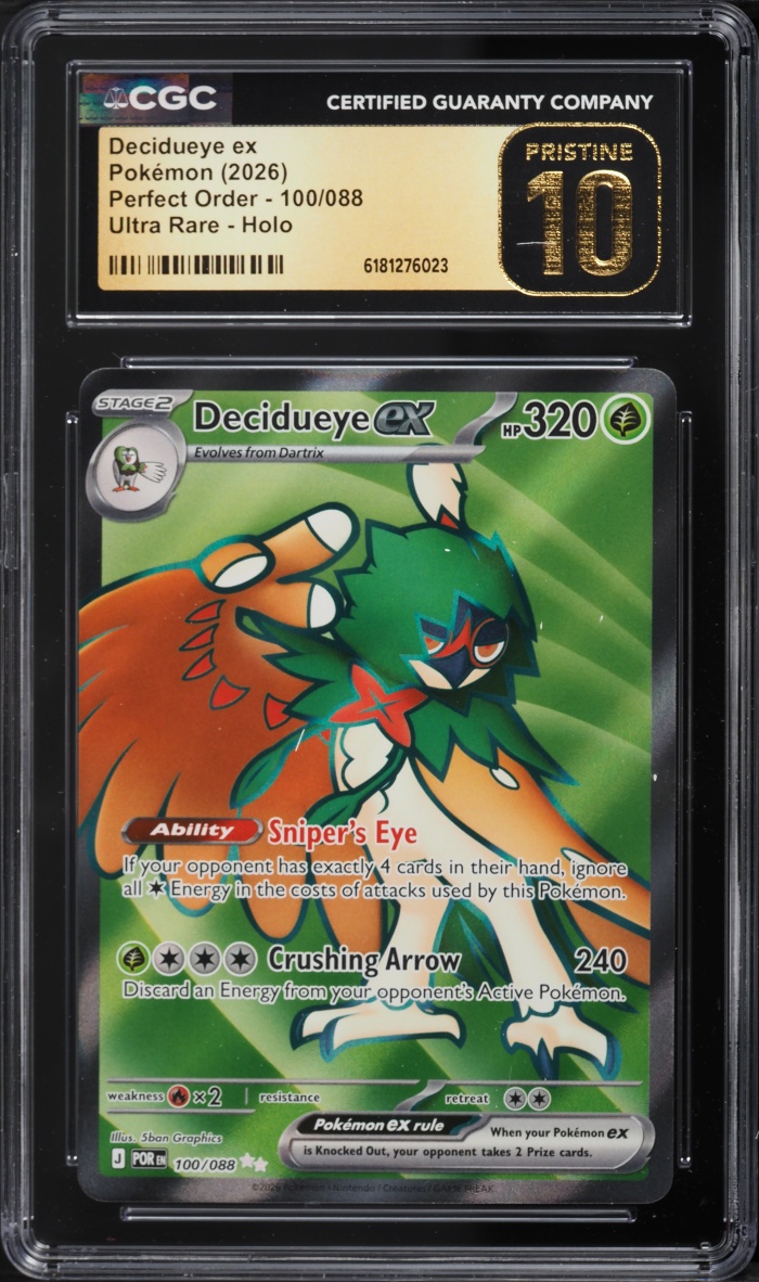 2026 Pokemon Mega Evolution Perfect Order Full Art Decidueye Ex #100 CGC 10 PRISTINE