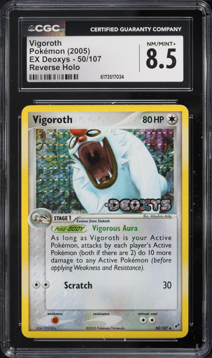 2005 Pokemon EX Deoxys Reverse Holo Vigoroth #50 CGC 8.5 NM-MT+