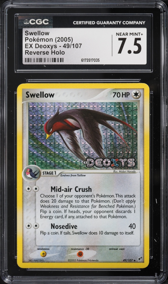 2005 Pokemon EX Deoxys Reverse Holo Swellow #49 CGC 7.5 NRMT+