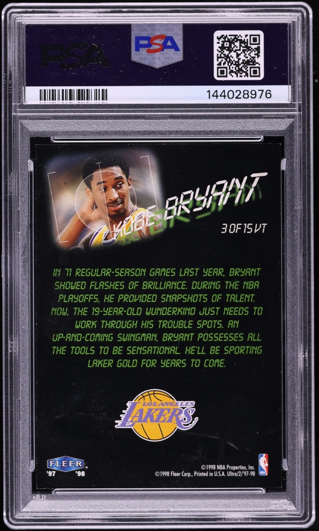 1997 Ultra View To A Thrill Kobe Bryant #VT3 PSA 7 NRMT