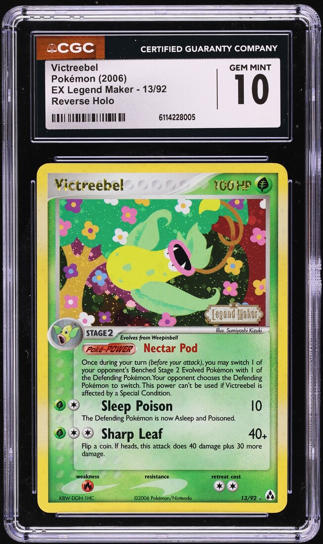 2006 Pokemon EX Legend Maker Reverse Holo Victreebel #13 CGC 10 GEM MINT