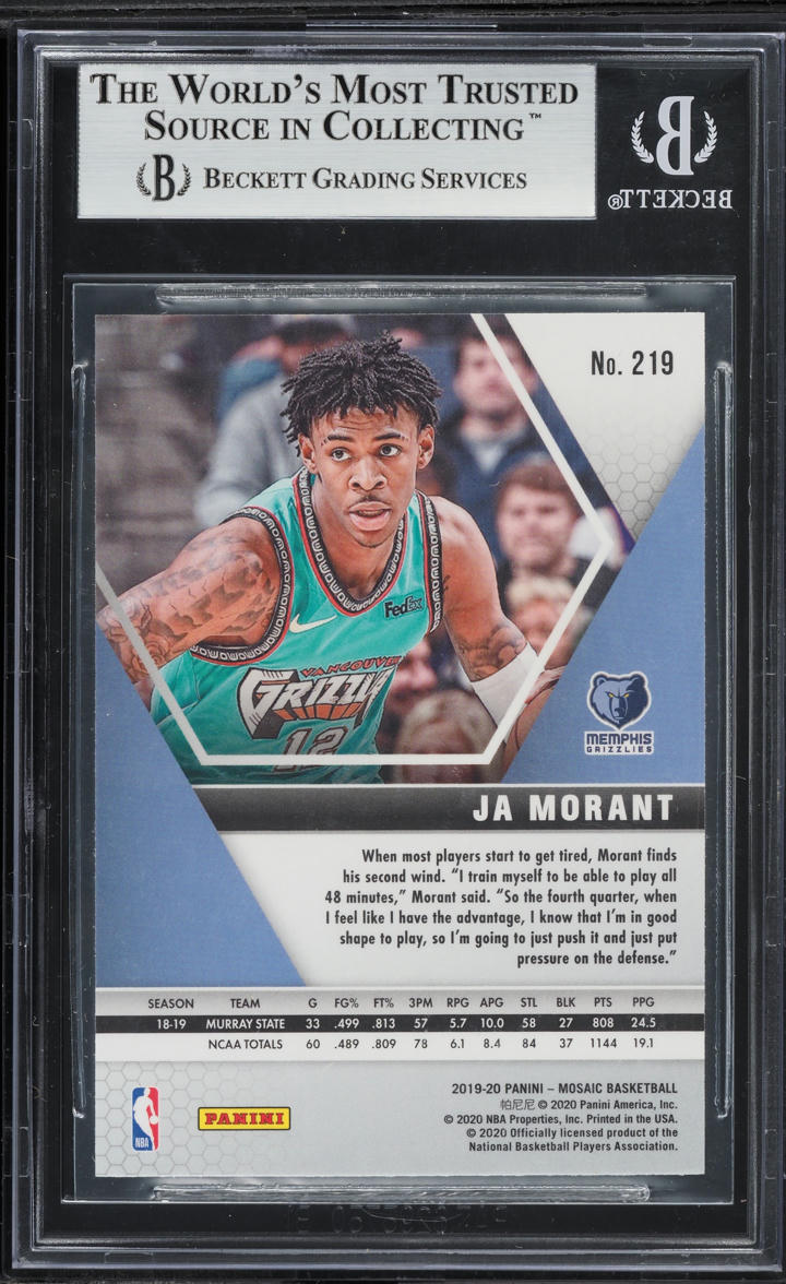 2019 Panini Mosaic Ja Morant ROOKIE #219 BGS 9 MINT