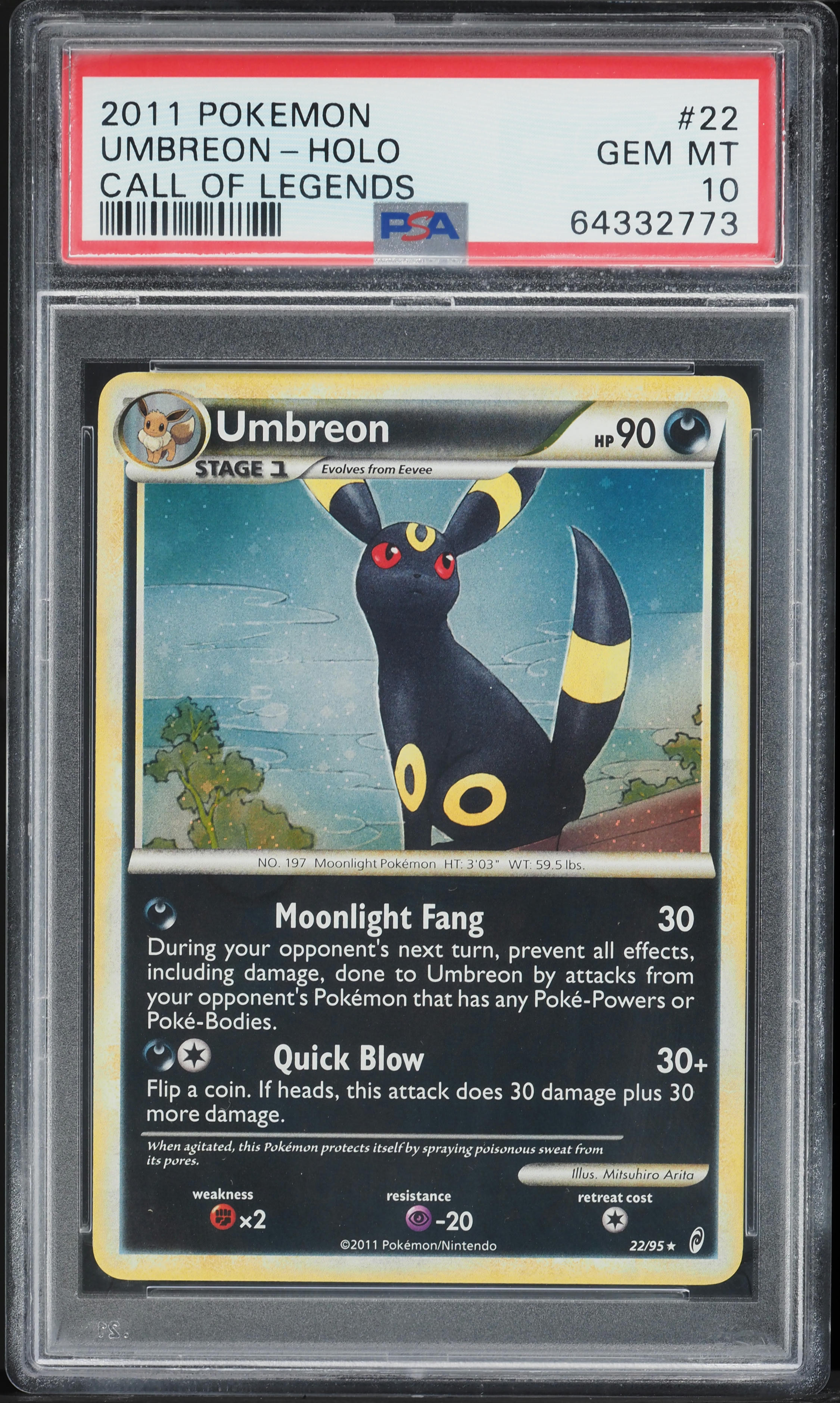 2011 Pokemon Call Of Legends Holo Umbreon #22 PSA 10 GEM MINT