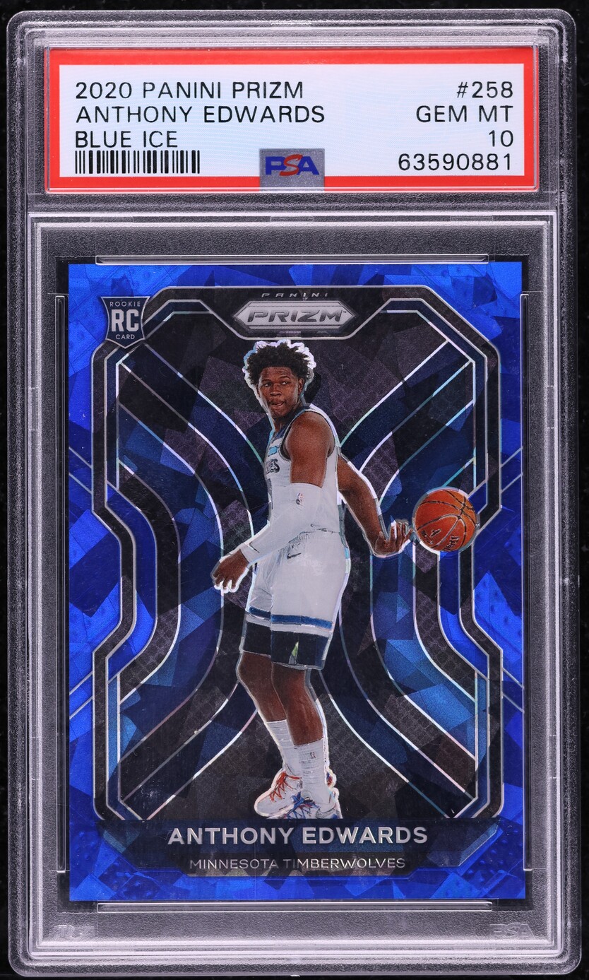 2020 Panini Prizm Blue Ice Anthony Edwards ROOKIE /125 #258 PSA 10 GEM MINT