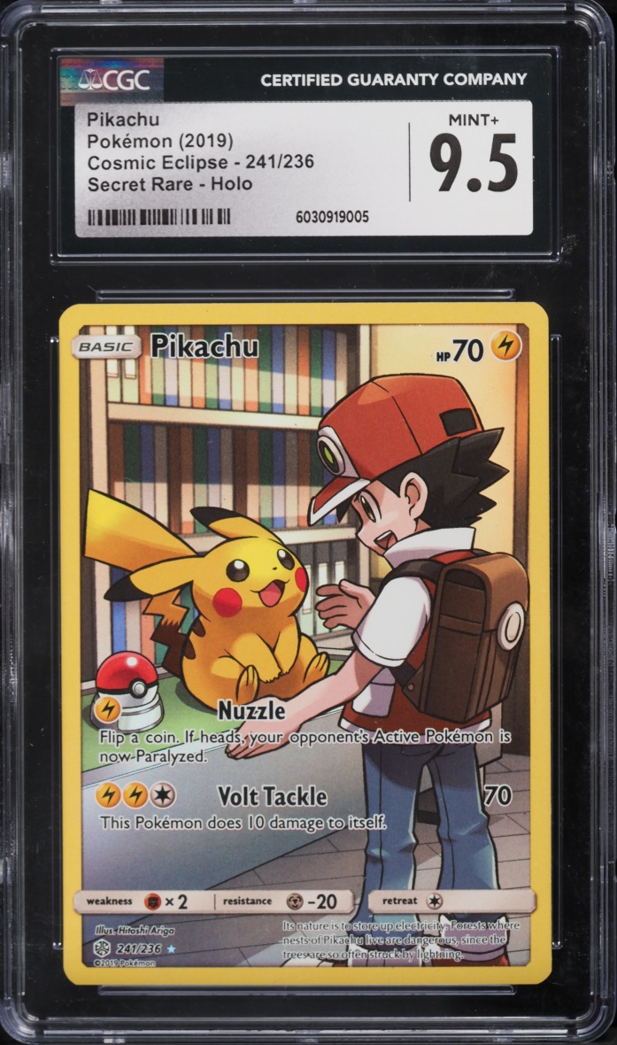 2019 Pokemon Sun & Moon Cosmic Eclipse Full Art Pikachu #241 CGC 9.5 MINT+