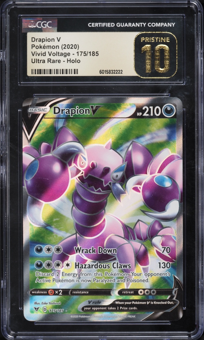 2020 Pokemon Sword & Shield Vivid Voltage Full Art Drapion V #175 CGC 10 PRISTINE