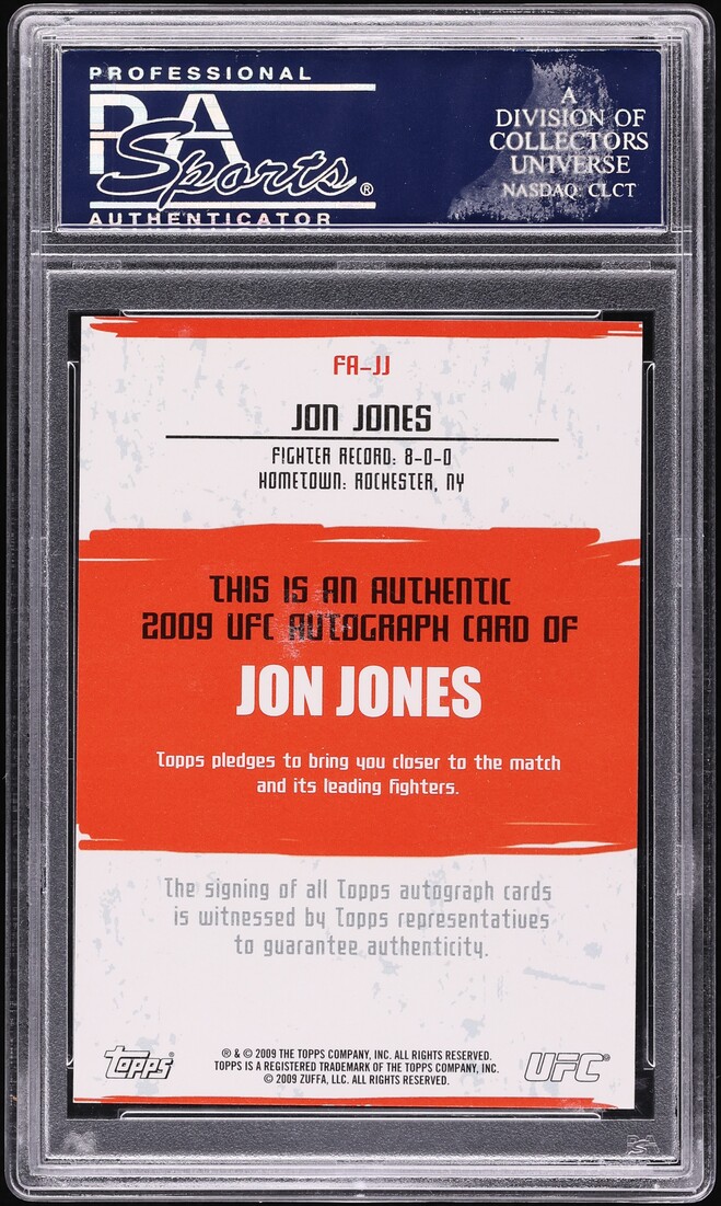 2009 Topps UFC Light Heavyweight Jon Jones ROOKIE AUTO #FA-JJ PSA 10 GEM MINT