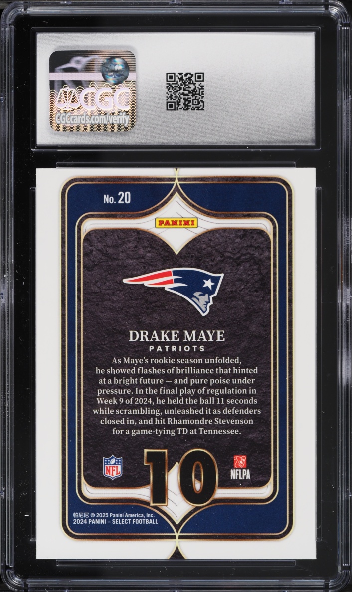 2024 Select Numbers Drake Maye ROOKIE #20 CGC 9 MINT