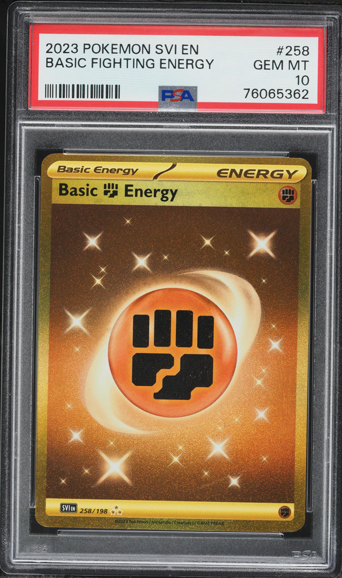 2023 Pokemon Scarlet & Violet Gold Rare Basic Fighting Energy #258 PSA 10 GEM MINT