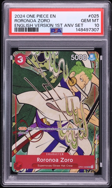 2024 One Piece 1st Anniversary Set English Version SR Roronoa Zoro #OP01-025 PSA 10 GEM MINT