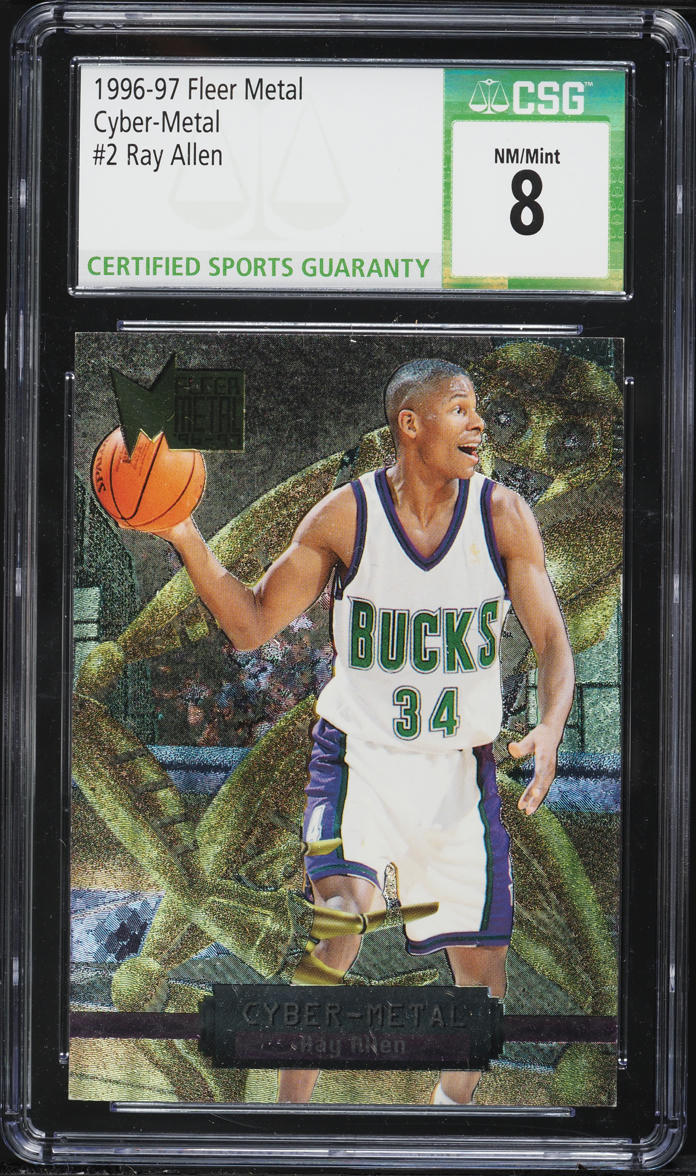 1996 Metal Cyber-Metal Ray Allen ROOKIE #2 CSG 8 NM-MT on Fanatics Collect