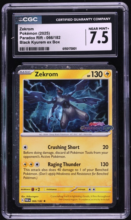 2025 Pokemon Scarlet & Violet Paradox Rift Black Kyurem ex Box Zekrom #066 CGC 7.5 NRMT+