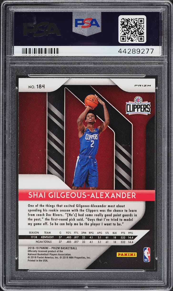 2018 Panini Prizm Silver Shai Gilgeous-Alexander ROOKIE #184 PSA 10 GEM MINT