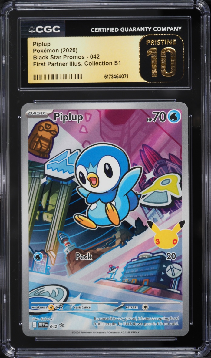 2026 Pokemon Mega Promo First Partner Illustration S1 Full Art Piplup #42 CGC 10 PRISTINE