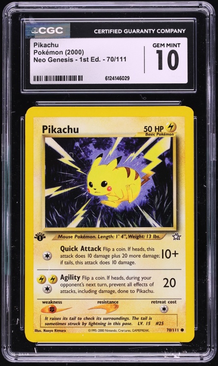 2000 Pokemon Neo Genesis 1st Edition Pikachu #70 CGC 10 GEM MINT