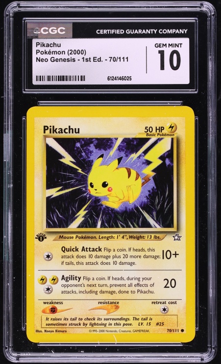 2000 Pokemon Neo Genesis 1st Edition Pikachu #70 CGC 10 GEM MINT