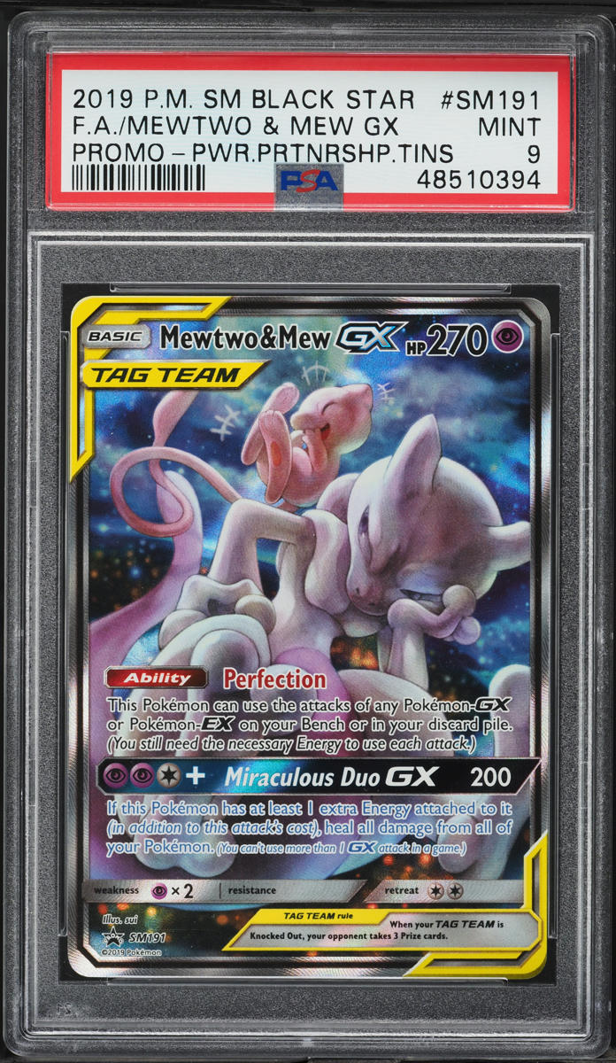 2019 Pokemon Sun & Moon Promo Mewtwo & Mew GX #SM191 PSA 9 MINT