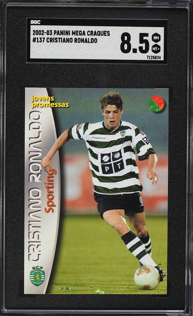 2002 Panini Sports Mega Craques Cristiano Ronaldo ROOKIE #137 SGC 8.5 NM-MT+