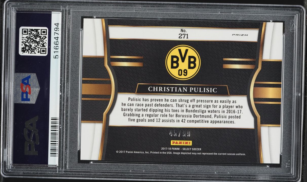 2017 Select White Prizm Christian Pulisic /99 #271 PSA 10 GEM MINT
