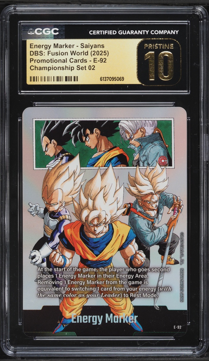 2025 Dragon Ball Super Fusion World Promo Championship 02 Energy Marker Saiyans #E-92 CGC 10