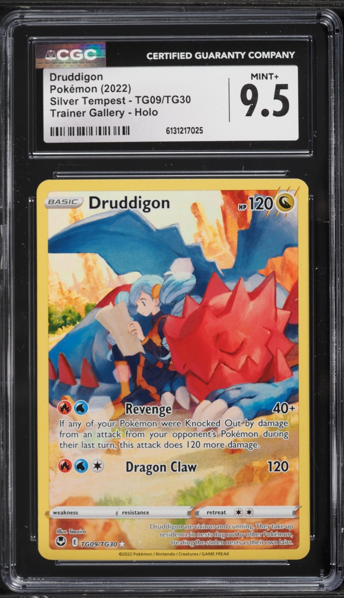 2022 Pokemon Sword & Shield Silver Tempest CHR Druddigon #TG09 CGC 9.5 MINT+