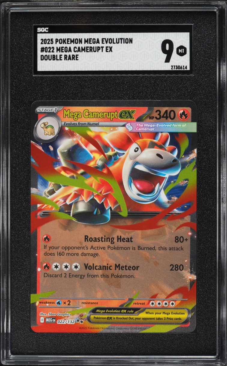 2025 Pokemon Mega Evolution Double Rare Mega Camerupt EX #022 SGC 9 MINT