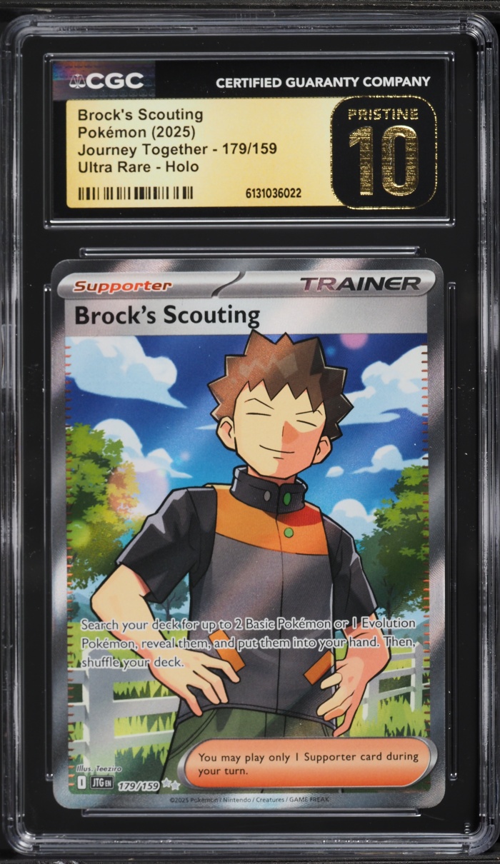 2025 Pokemon Scarlet & Violet Journey Together Full Art Brock's Scouting #179 CGC 10 PRISTINE
