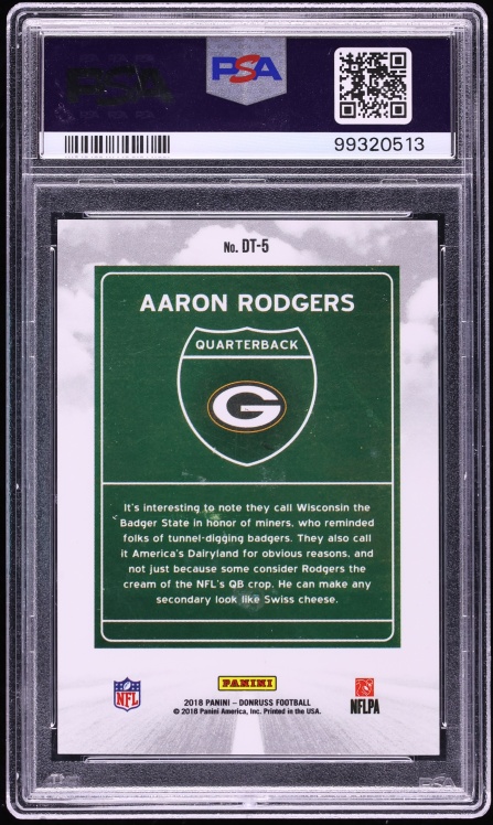 2018 Donruss Downtown Aaron Rodgers #DT-5 PSA 9 MINT