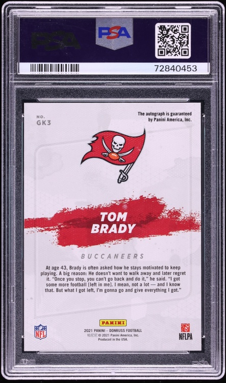 2021 Donruss Gridiron Kings Tom Brady AUTO DNA 10 5/5 #GK3 PSA 10 GEM MINT