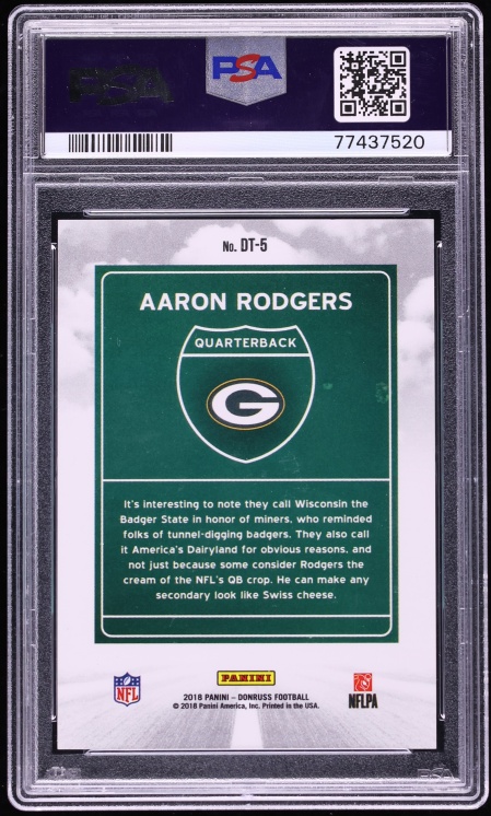 2018 Donruss Downtown Aaron Rodgers #DT-5 PSA 10 GEM MINT