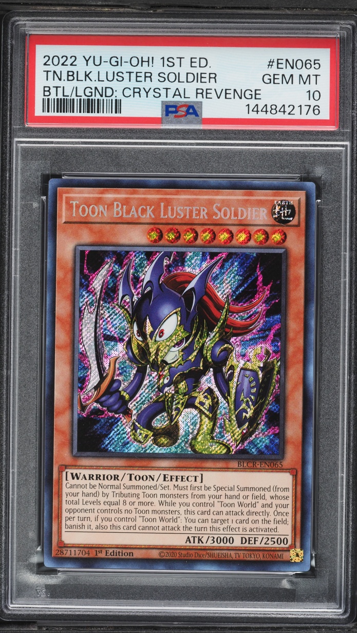 2022 Yu-Gi-Oh! BLCR 1st Edition Secret Rare Toon Black Luster Soldier #BLCR-EN065 PSA 10 GEM