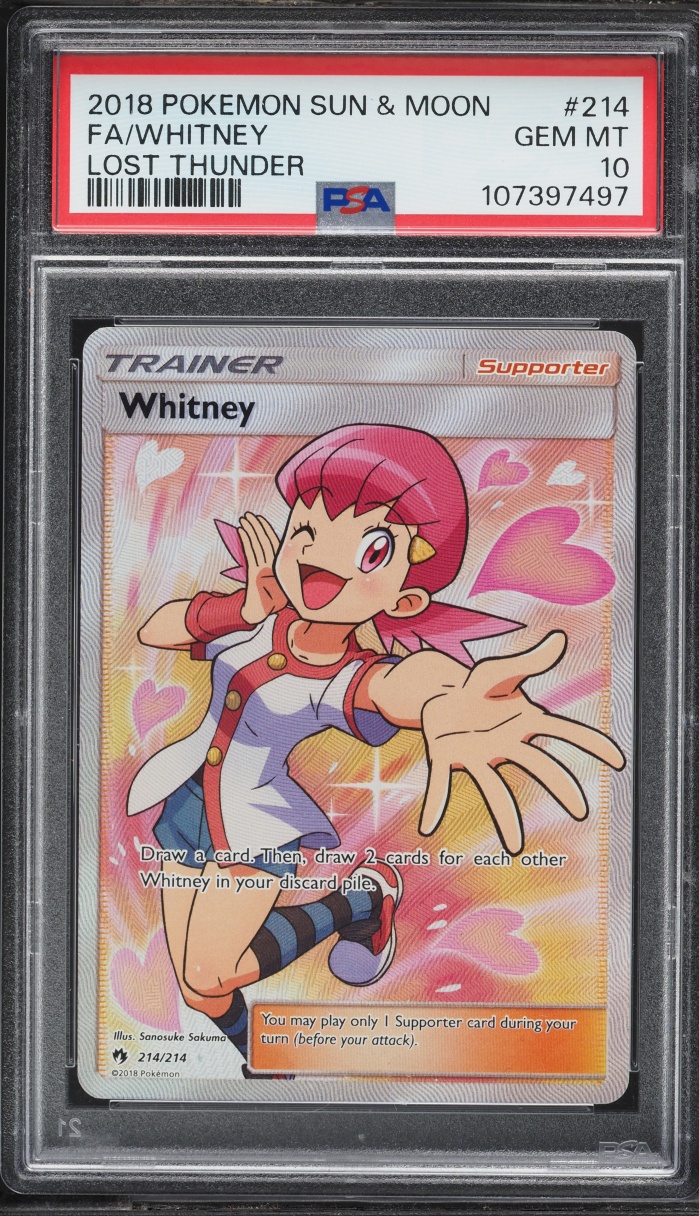 2018 Pokemon Sun & Moon Lost Thunder Full Art Whitney #214 PSA 10 GEM MINT