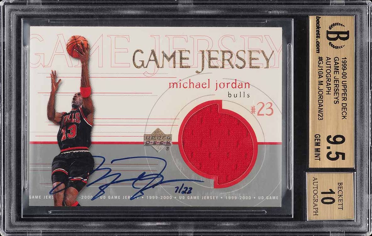 1999 Upper Deck Game Jerseys Michael Jordan PATCH AUTO /23 #GJ10A BGS 9 ...