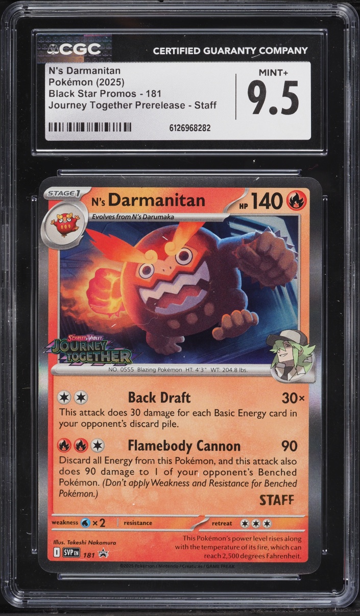 2025 Pokemon SV Promo Journey Together Prerelease Staff N's Darmanitan #181 CGC 9.5 MINT+