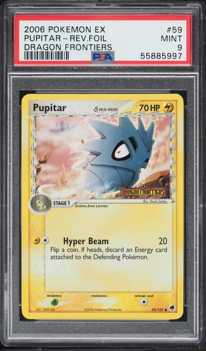 2006 Pokemon EX Dragon Frontiers Reverse Holo Pupitar #59 PSA 9 MINT
