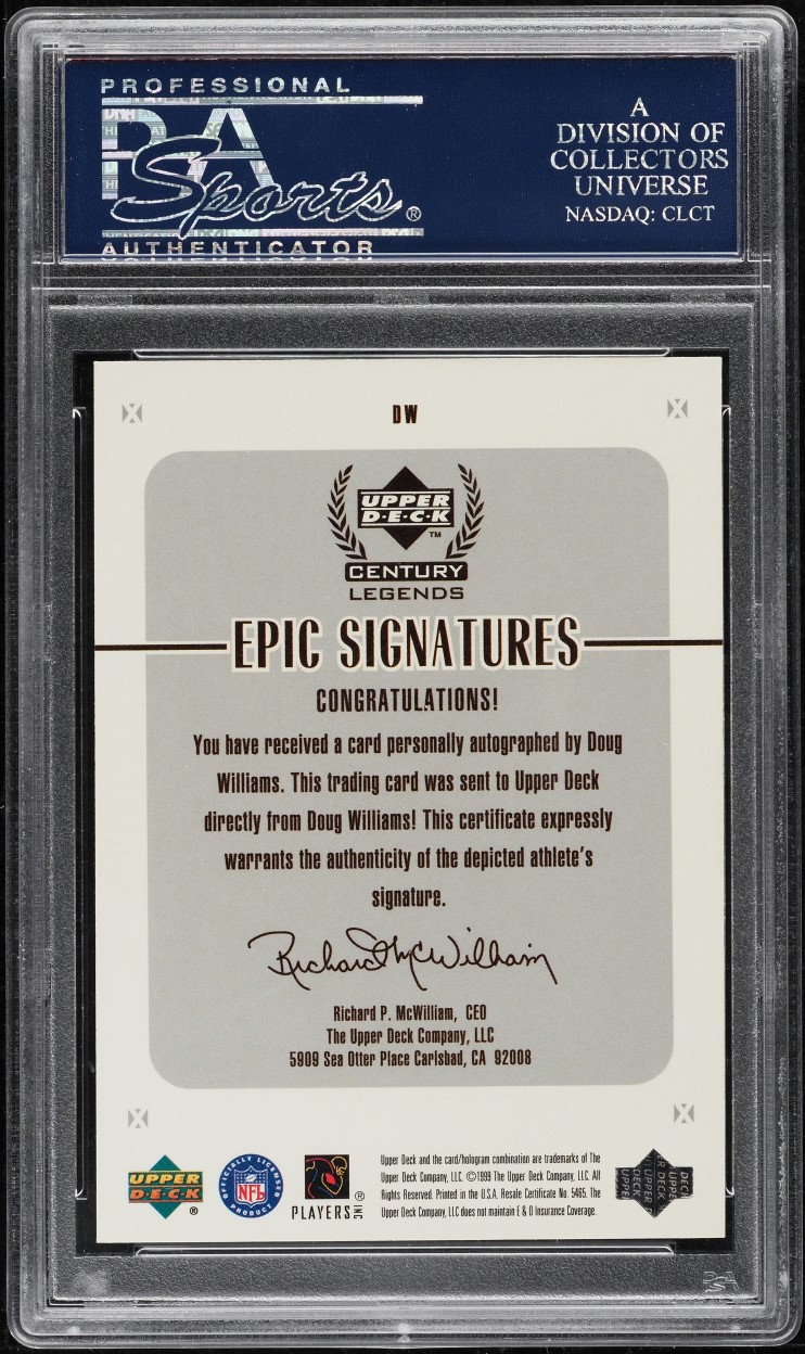 1999 Upper Deck Century Legends Epic Signatures Doug Williams AUTO #DW PSA 10