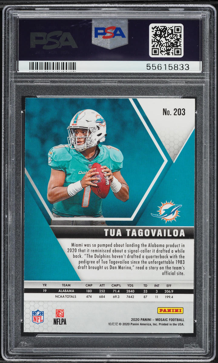 2020 Panini Mosaic Tua Tagovailoa ROOKIE #203 PSA 9 MINT