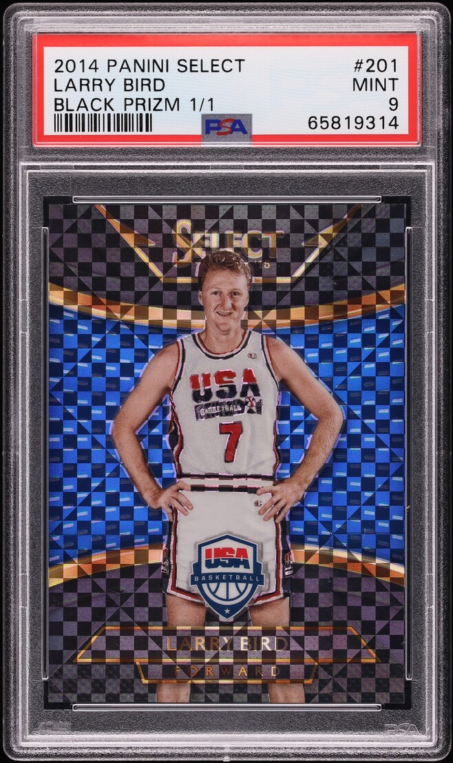 2014 Select Black Prizm Larry Bird 1/1 #201 PSA 9 MINT - Photo 1