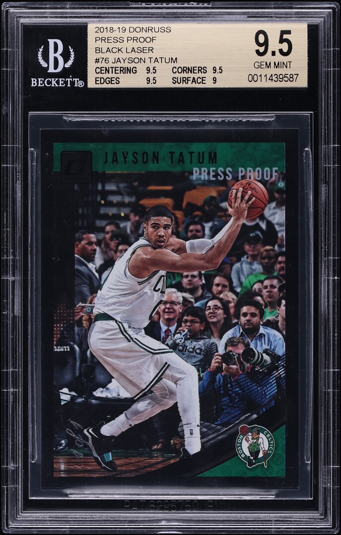 2018 Donruss Press Proof Black Laser Jayson Tatum 1/1 #76 BGS 9.5 GEM MINT - Photo 1