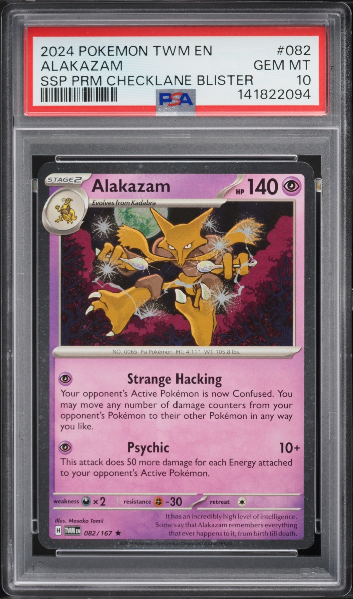 2024 Pokemon SV Twilight Masquerade SSP PRM Checklane Blister Alakazam #082 PSA 10 GEM MINT