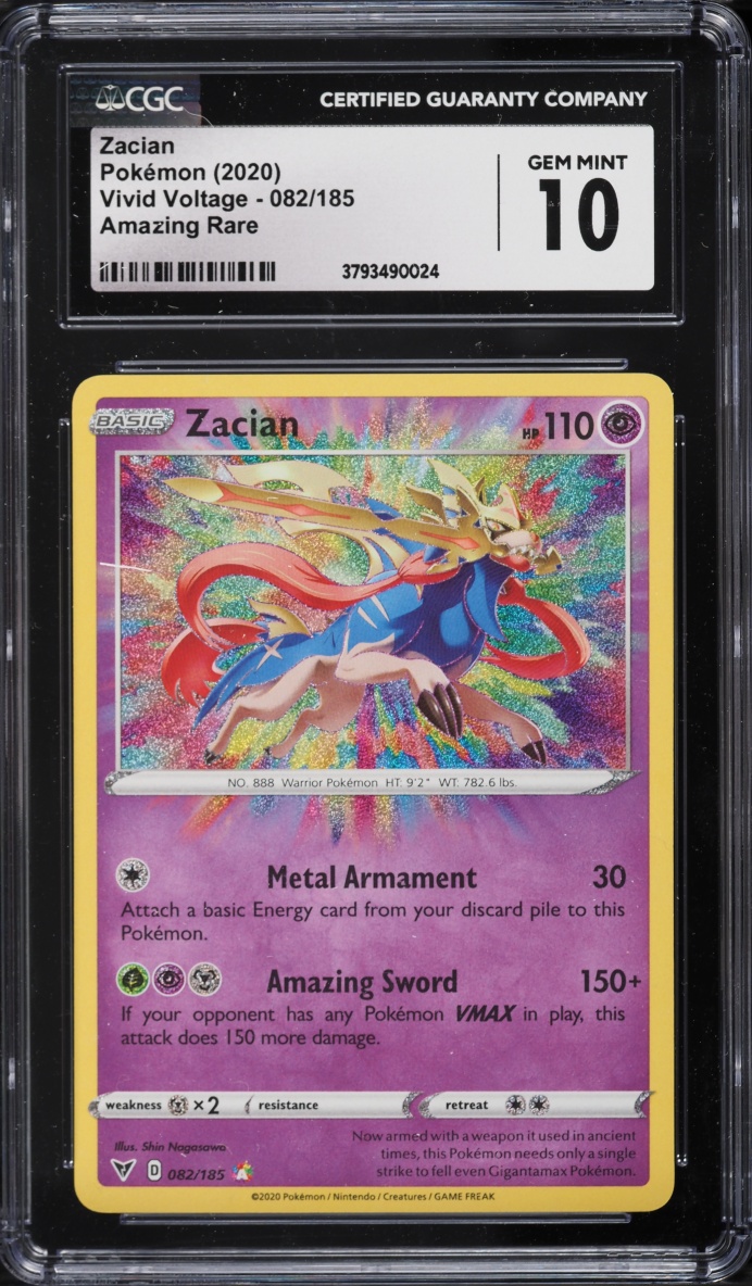 2020 Pokemon Sword & Shield Vivid Voltage Amazing Rare Zacian #82 CGC 10 GEM MINT